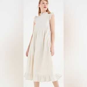 URBAN OUTFITTERS Gabby Ruffle Babydoll Gauzy Midi Dress Size Large